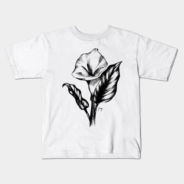 Calla Lily Kids T-Shirt by Akbaly